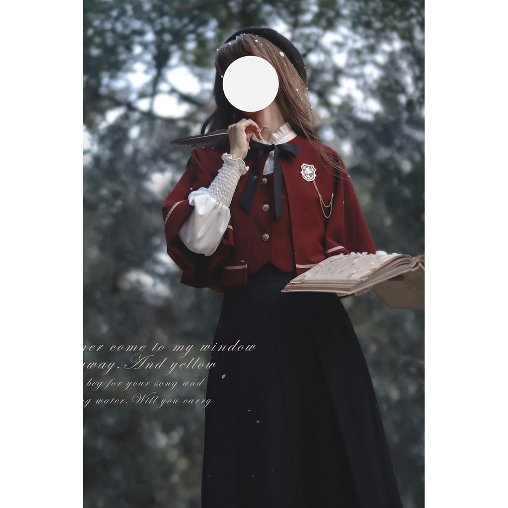 Elegant Long Skirt and Cape Ensemble