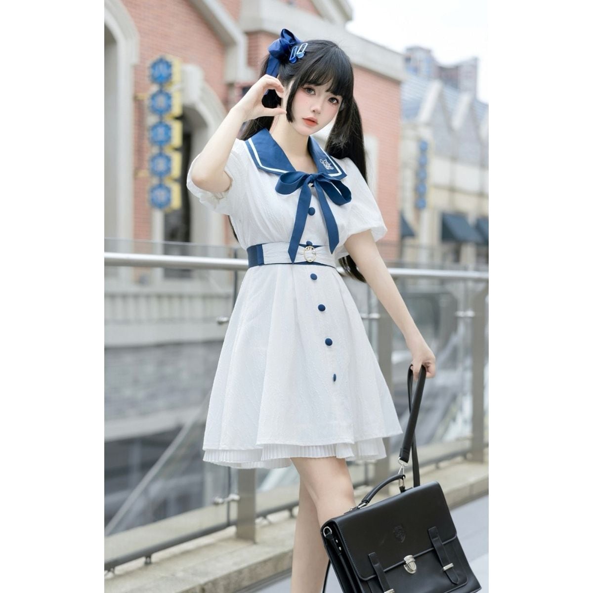 White Sailor Collar Dress