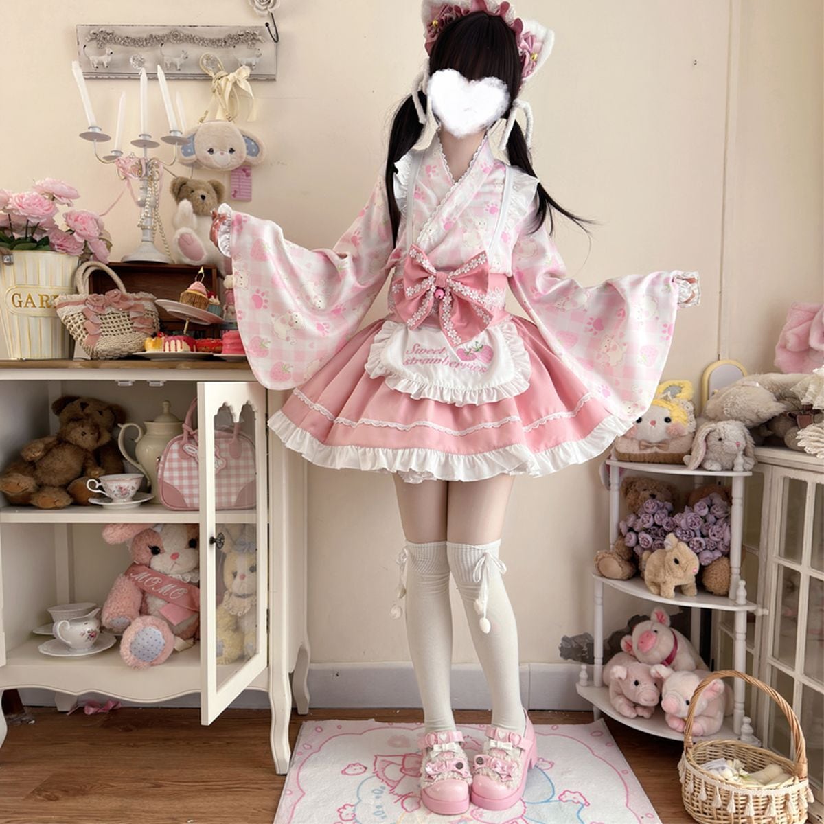 Kimono-Inspired Maid Dress Set
