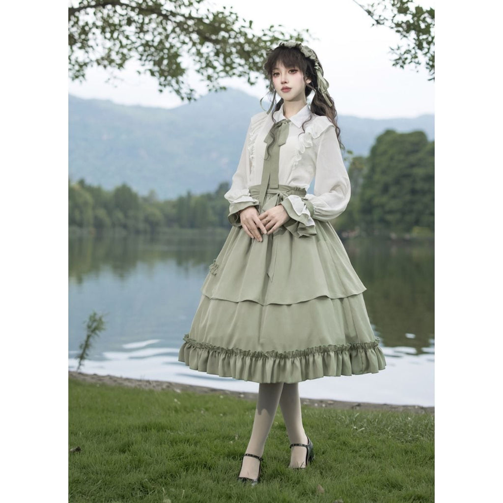 Sophisticated Green Long Skirt Outfit