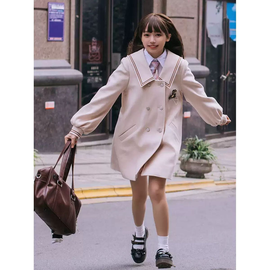 Sailor Collar Double-Breasted Coat