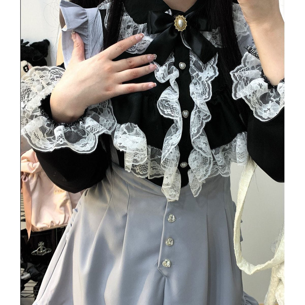 Jirai-kei Long Sleeve Open Shoulder Blouse