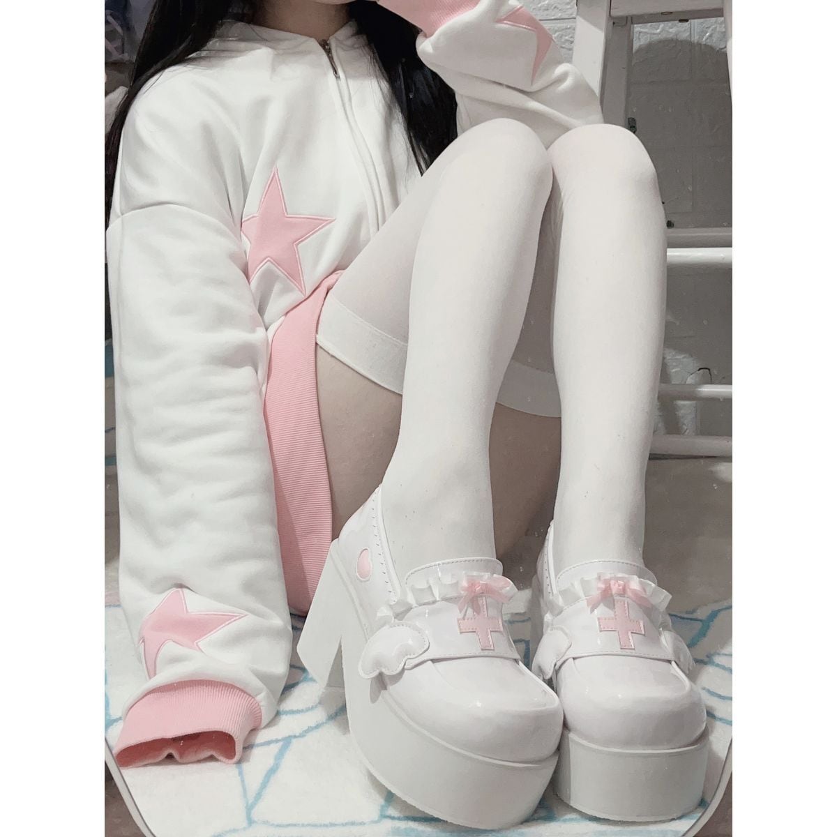 Heavenly Bow-Cross High-Sole Shoes