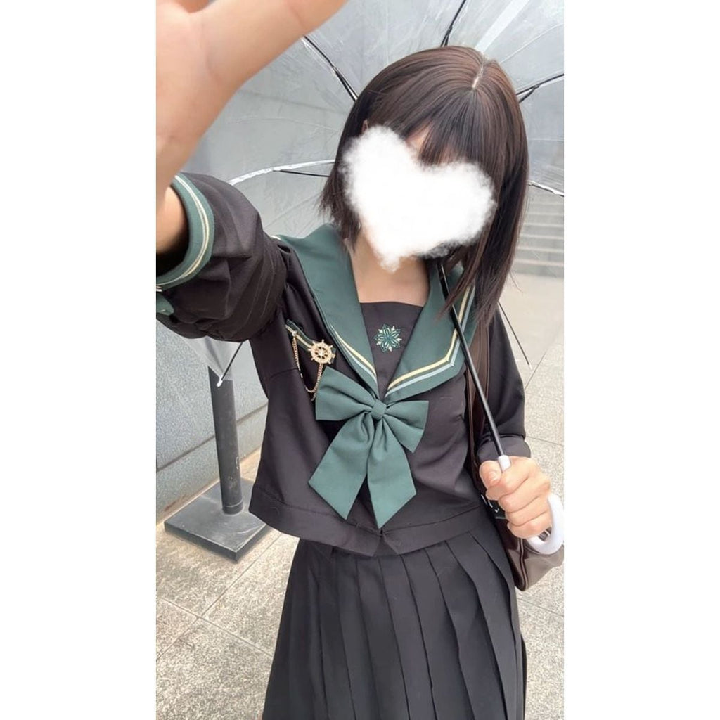 Green x Black School Uniform Ensemble