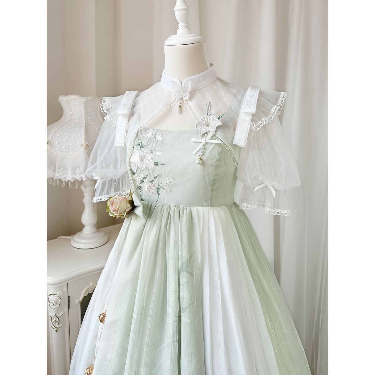 Charming Floral Lace Dress Ensemble