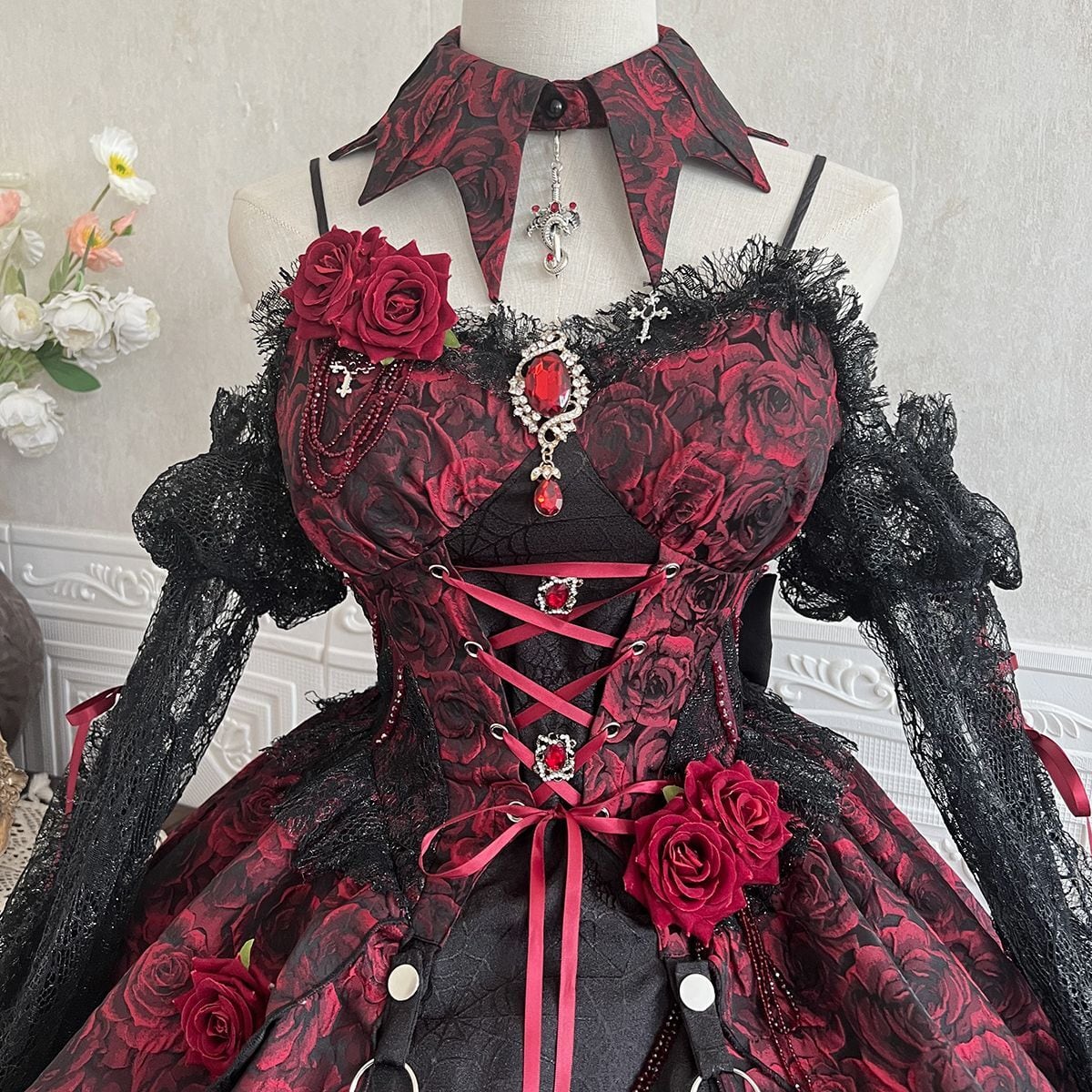 Mystical Gothic Rose Dress Set