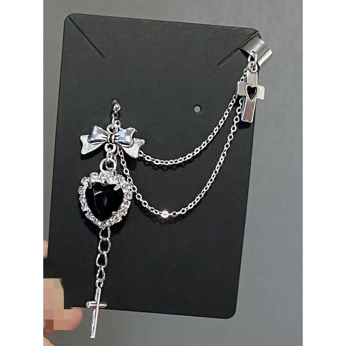 Jirai-kei Style Cross Chain Earrings