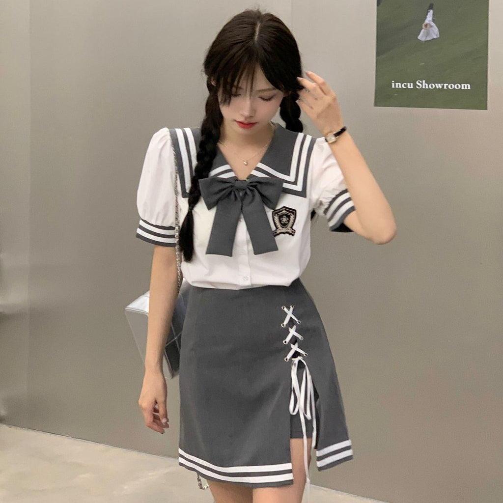 Sailor Collar Short Sleeve Set up