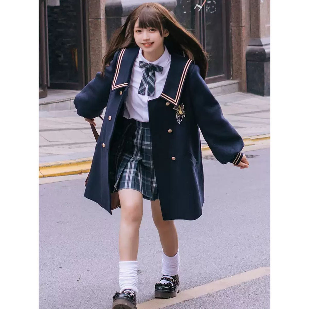 Sailor Collar Double-Breasted Coat