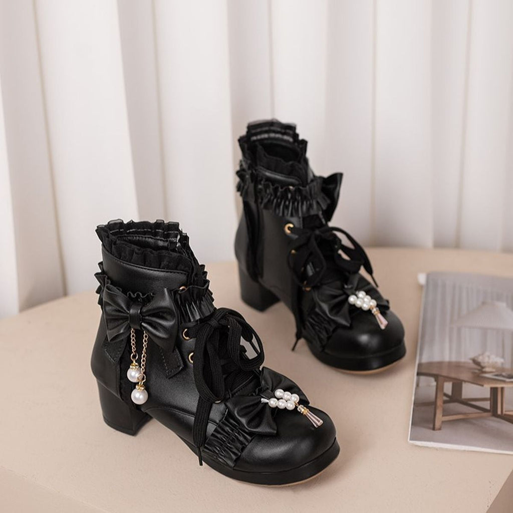 owknot Pearl Accent Ankle Boots