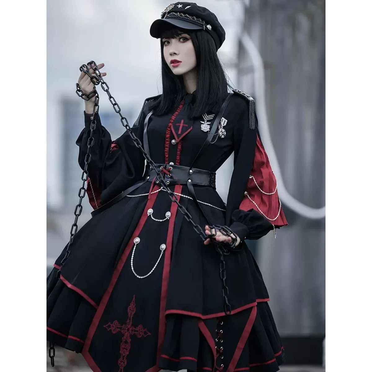 Cross Chain Military Lolita Dress