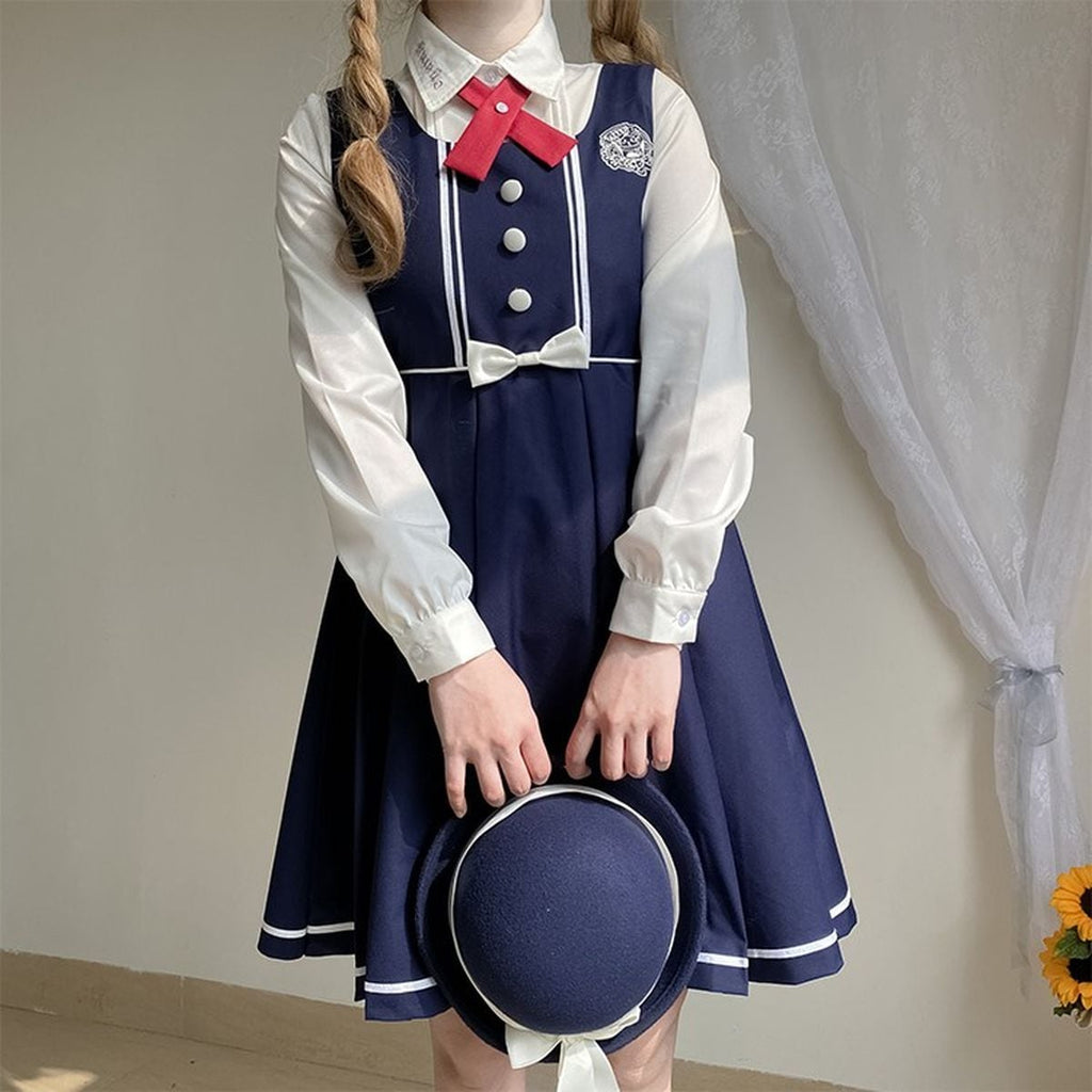 School-Style Pleated Jumper Skirt