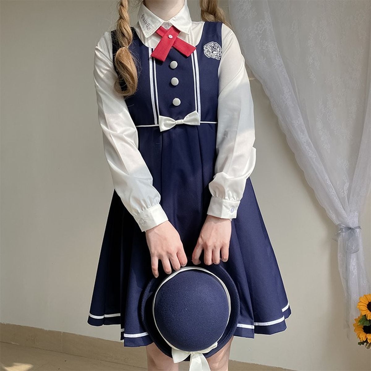 School-Style Pleated Jumper Skirt