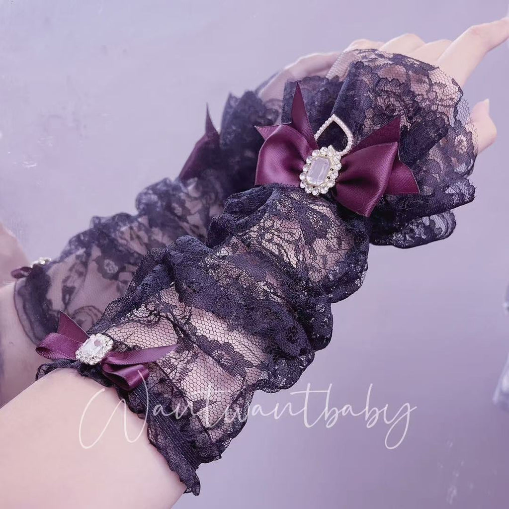 Cute Lace Arm Covers with Ribbons