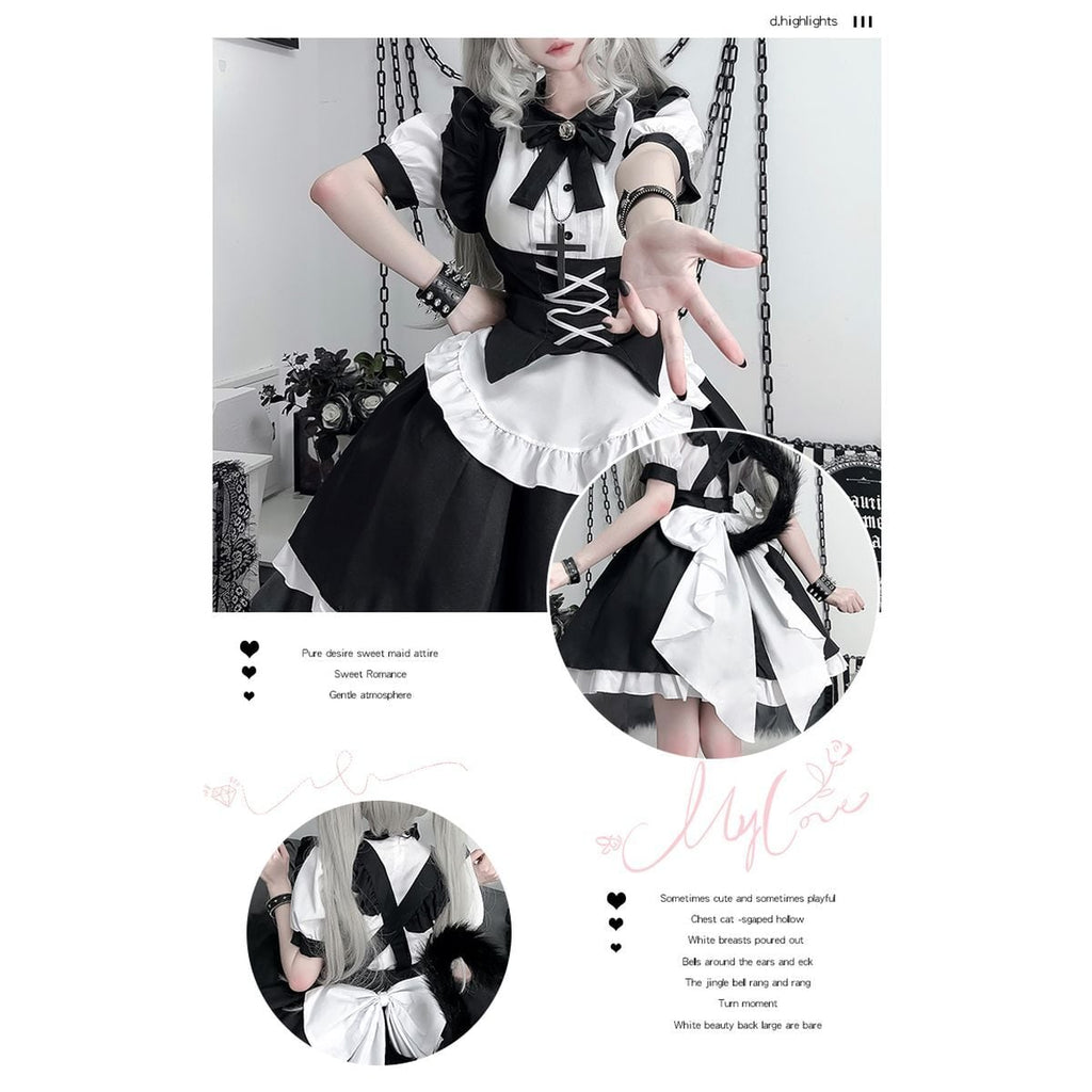 Gothic Lace-Up Frill Maid Dress