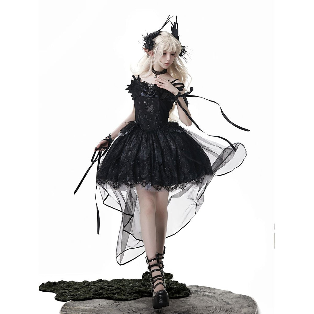 Elegant Gothic Lace Off-Shoulder Ensemble