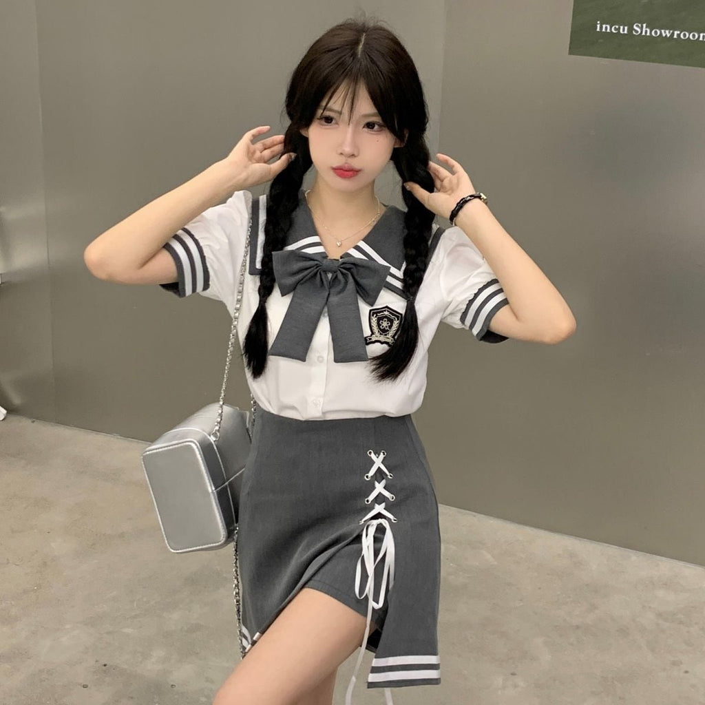 Sailor Collar Short Sleeve Set up