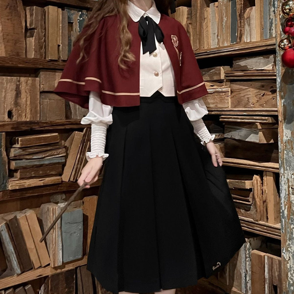 Elegant Long Skirt and Cape Ensemble