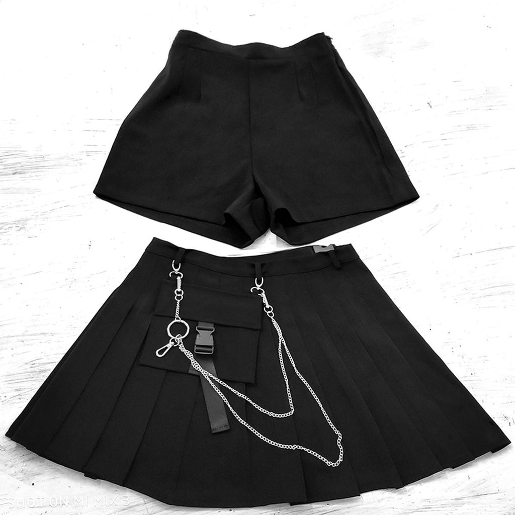 Asymmetrical Skirt with Shorts