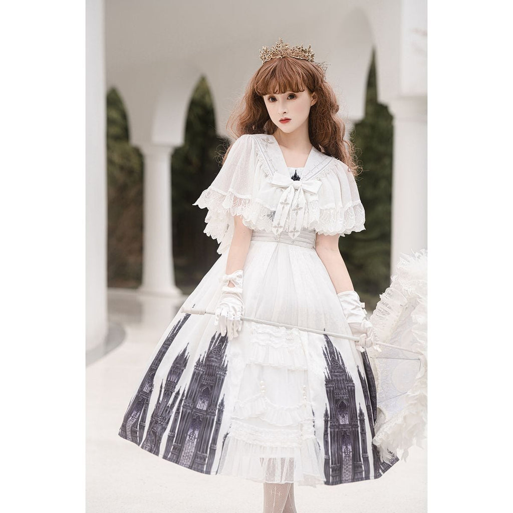 Gothic-Inspired Cape Jumper Skirt Outfit