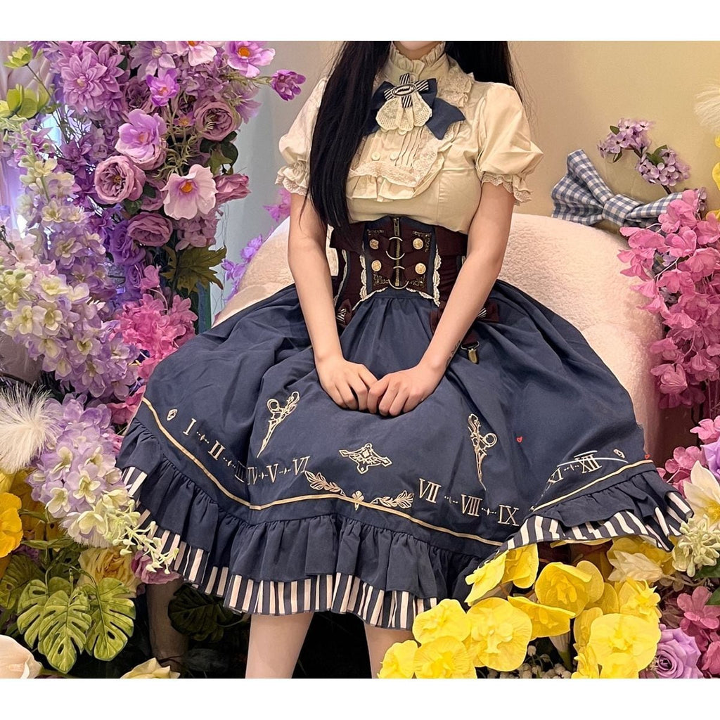 Steampunk Frilled Lace-Up Short Dress