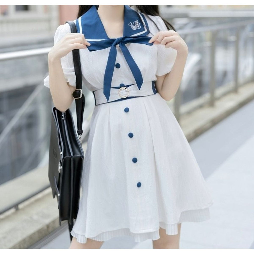 White Sailor Collar Dress