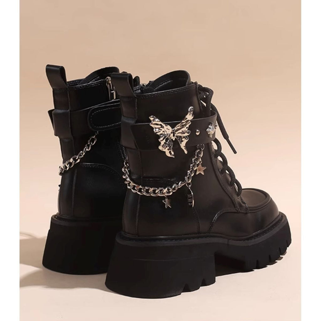 Butterfly Strap Chain Boots