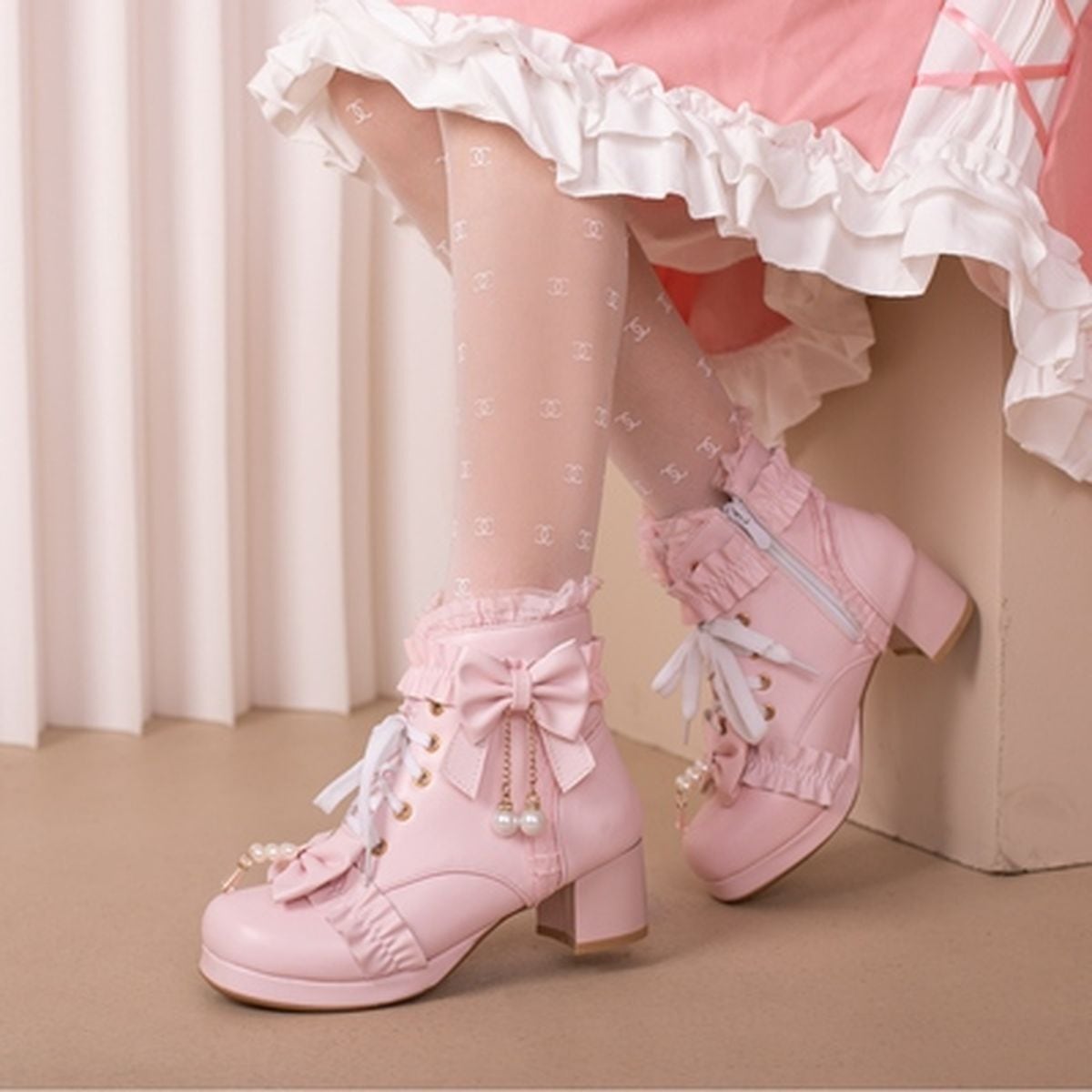 owknot Pearl Accent Ankle Boots