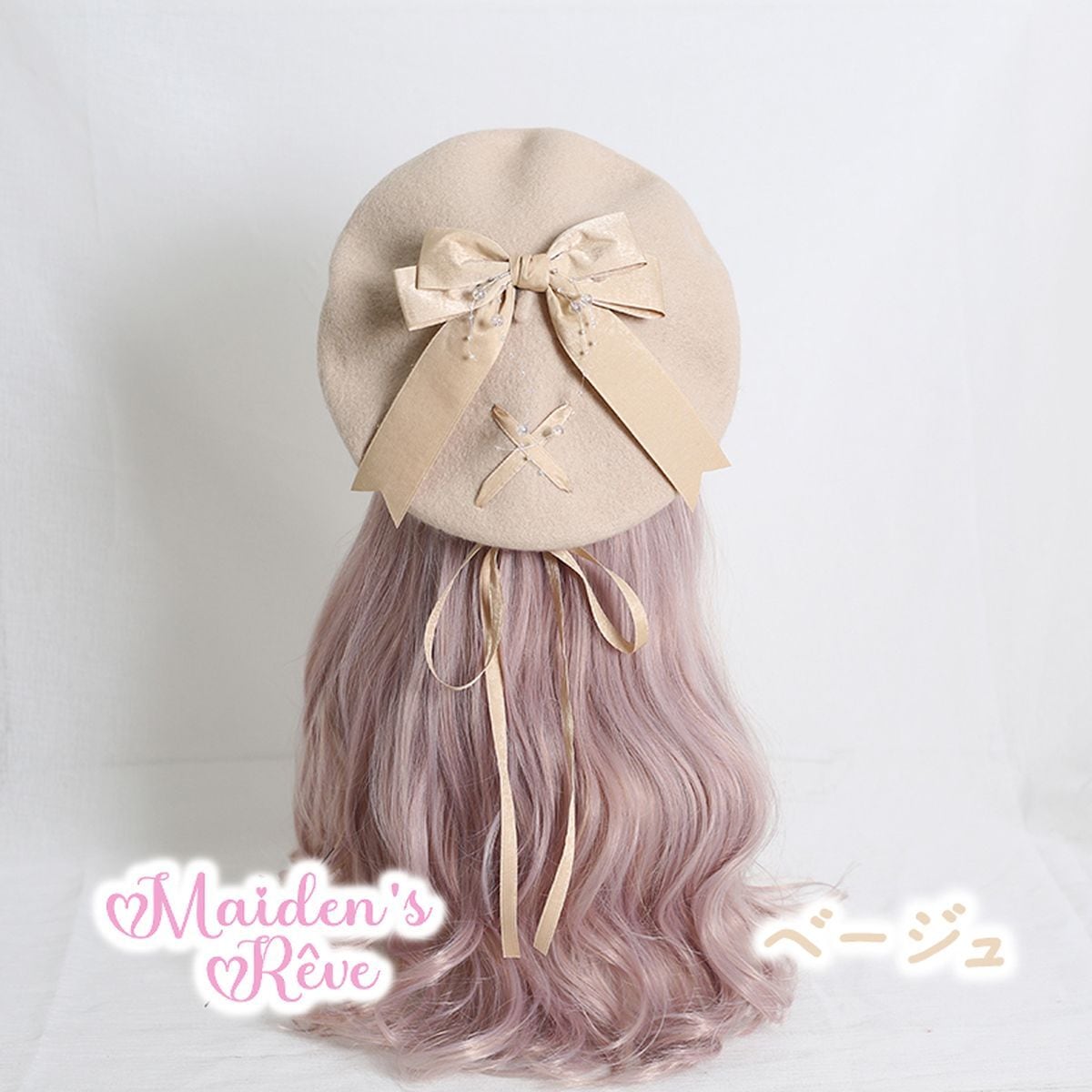 Bow-Embellished Beret Cap