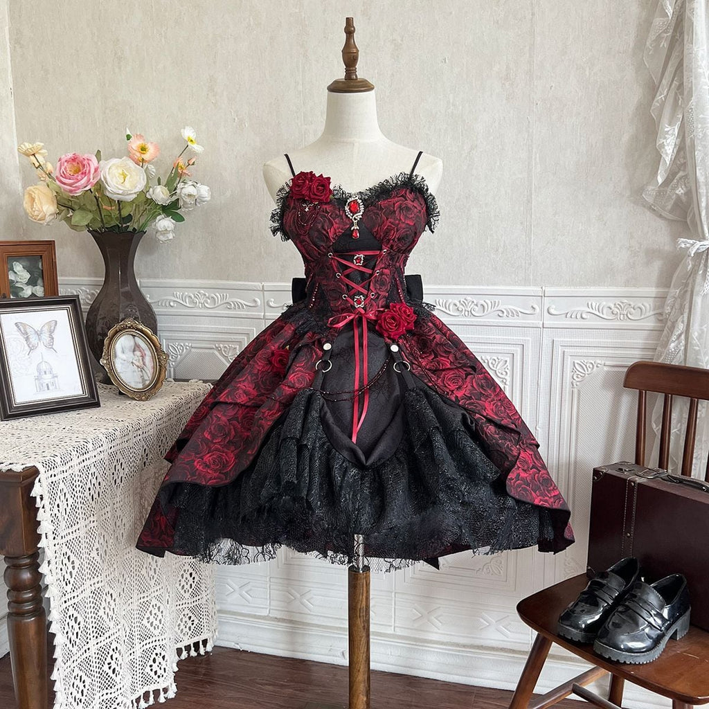 Mystical Gothic Rose Dress Set