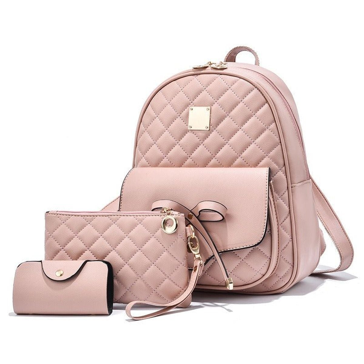 Ribbon Front Backpack with Pouch and Case