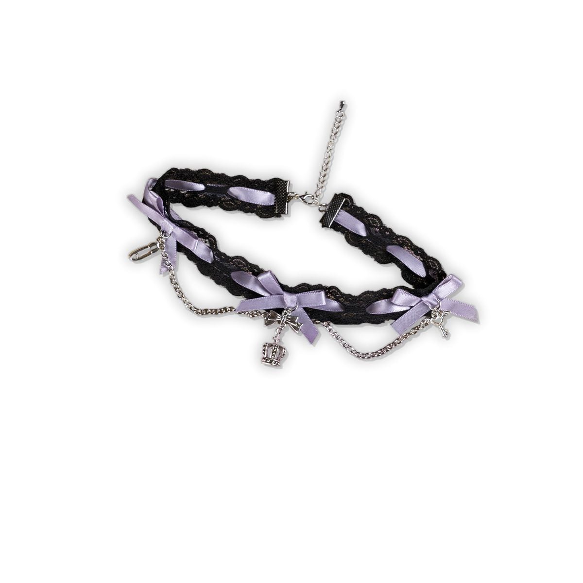 Crown Charm Ribbon Choker