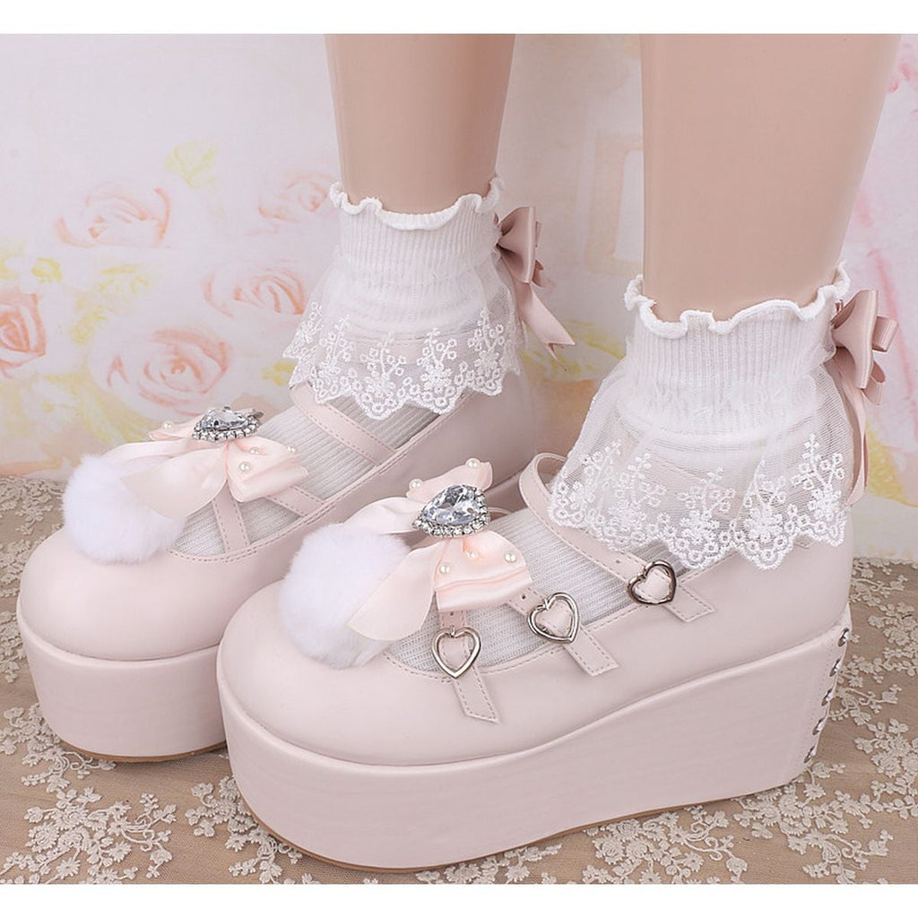 Heart Charm Socks with Back Ribbon