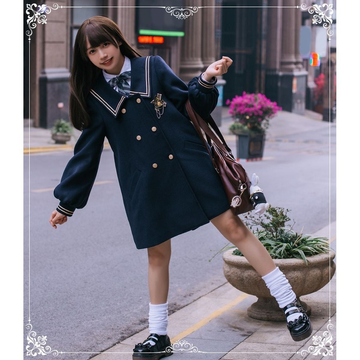 Sailor Collar Double-Breasted Coat
