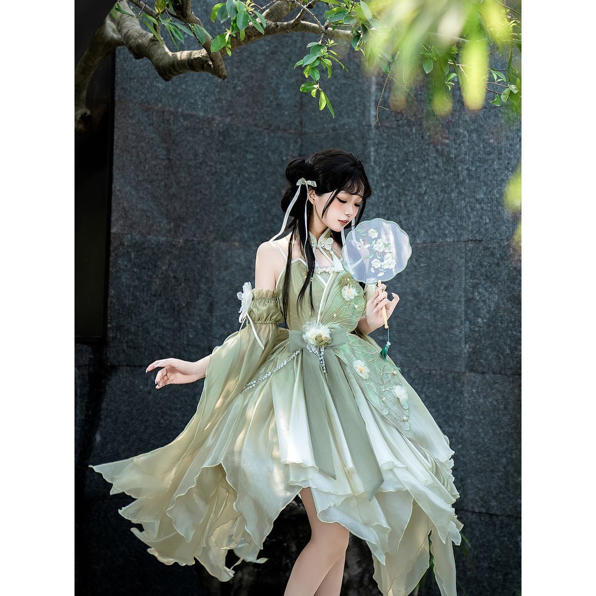 Butterfly Embroidered Chinese Dress Set