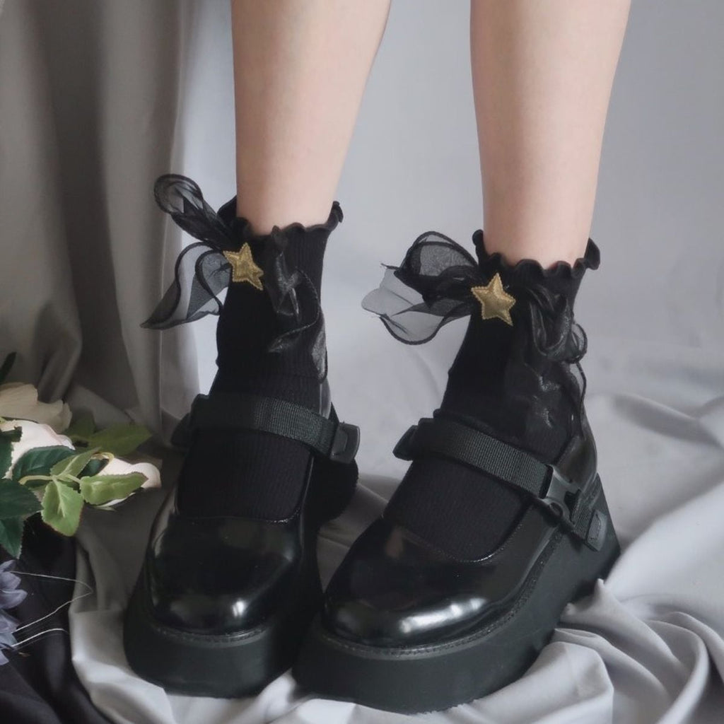 Frilled Star Pattern Ankle Socks