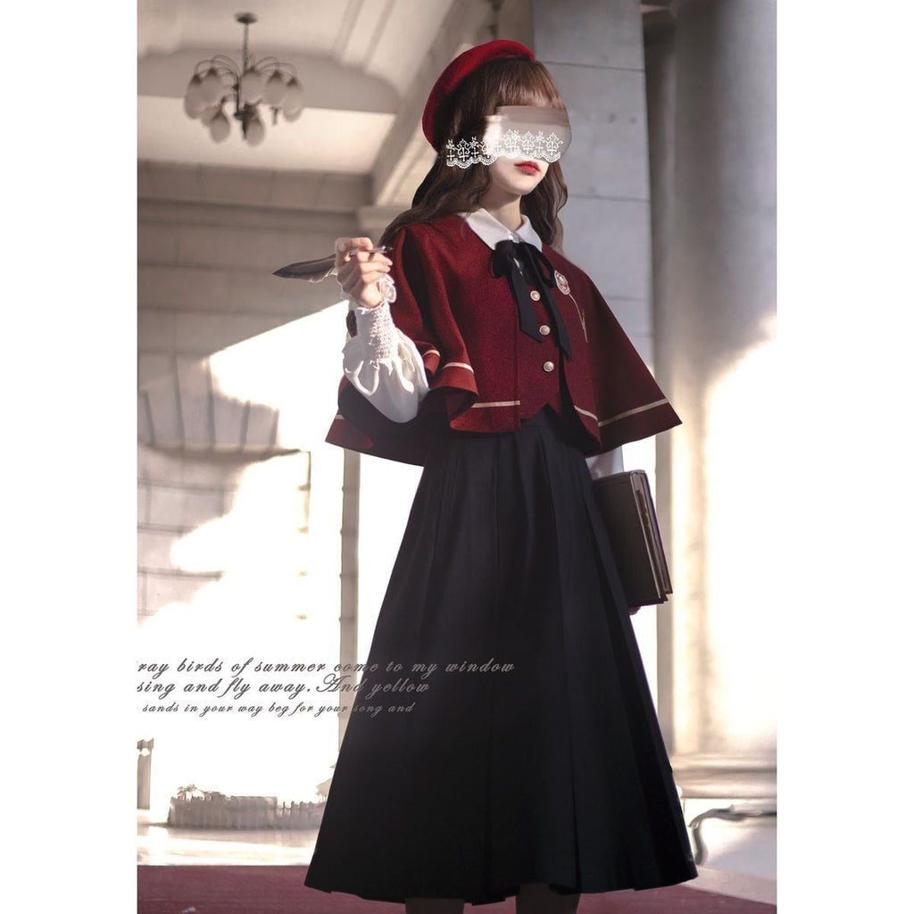 Elegant Long Skirt and Cape Ensemble