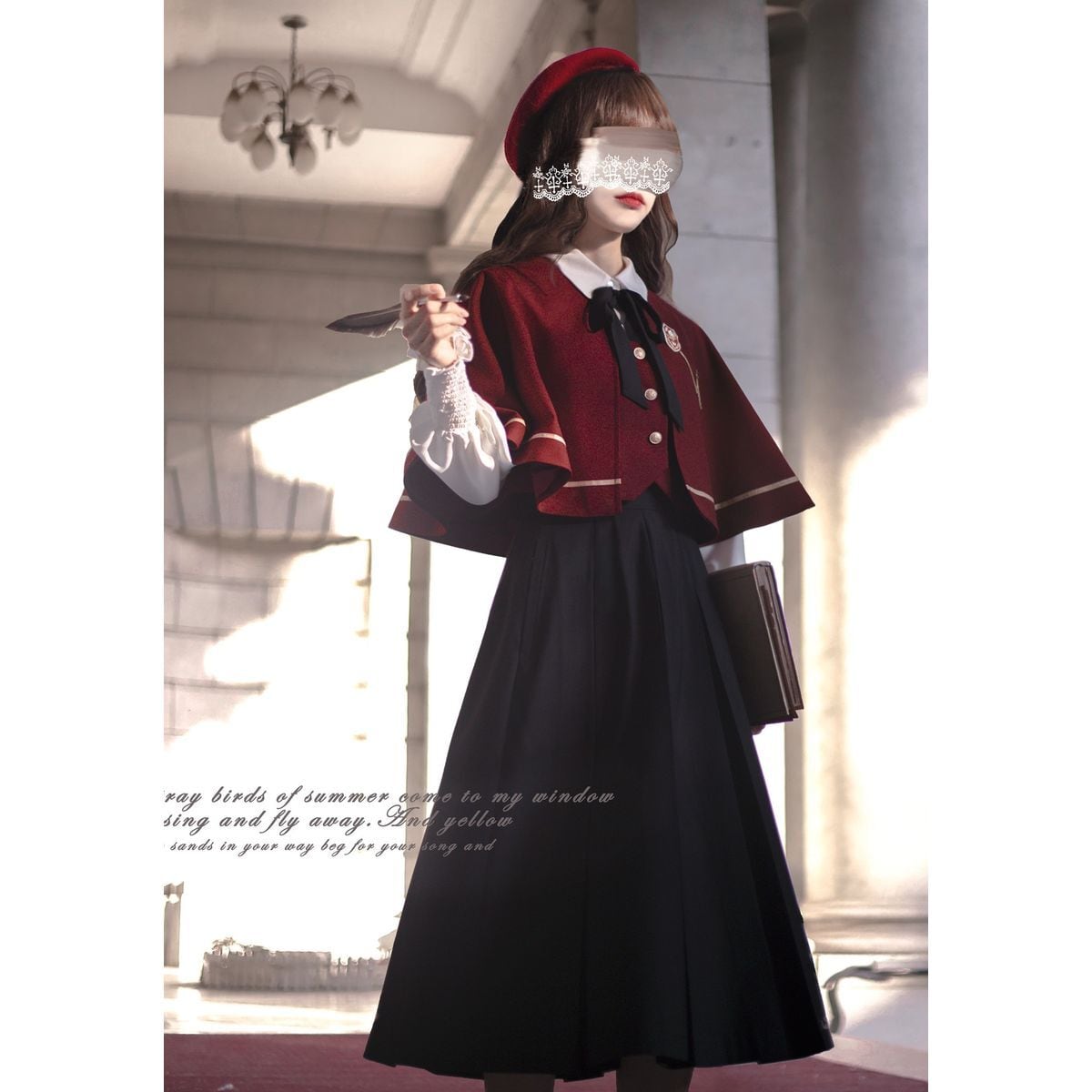 Elegant Long Skirt and Cape Ensemble