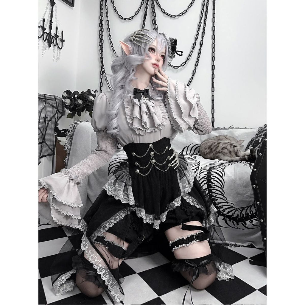 Elegant Gothic Lace Sleeve Ensemble