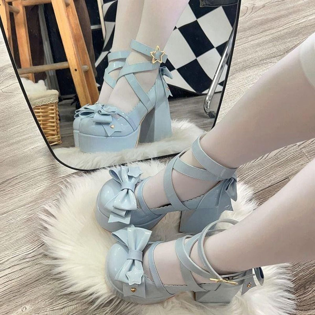 Front Bow Star-Strap Lolita Shoes