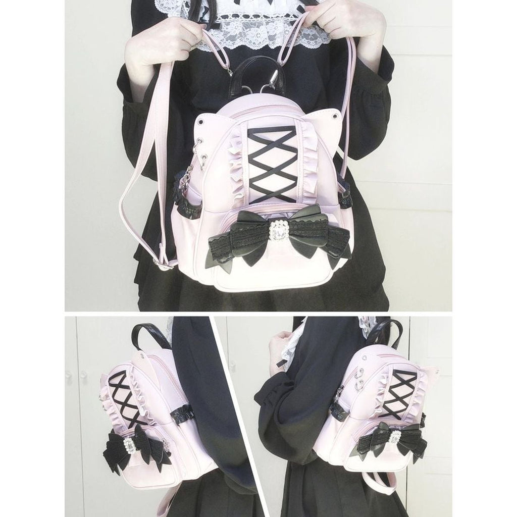 Kawaii Cat Ear Lace-Up Bag