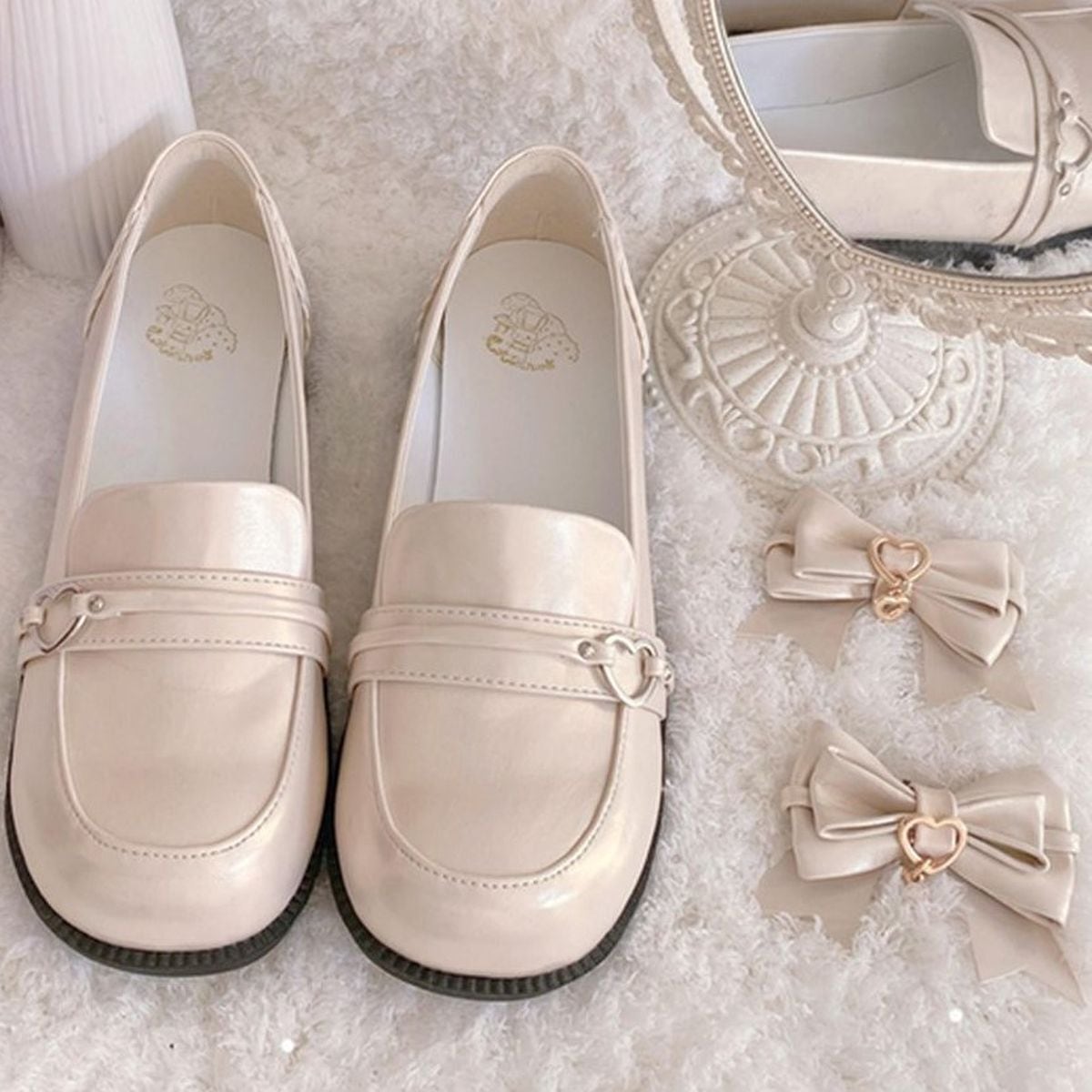 Flat Heart-Bow Dolly Shoes
