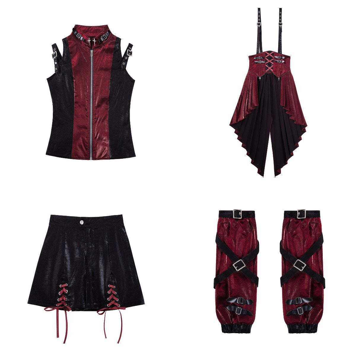 Gothic Punk Rock Red & Black Set