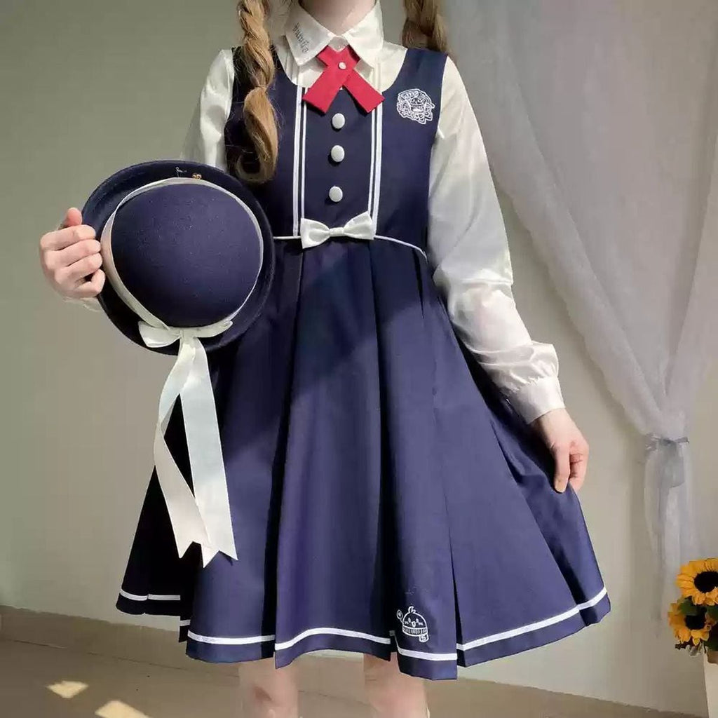 School-Style Pleated Jumper Skirt