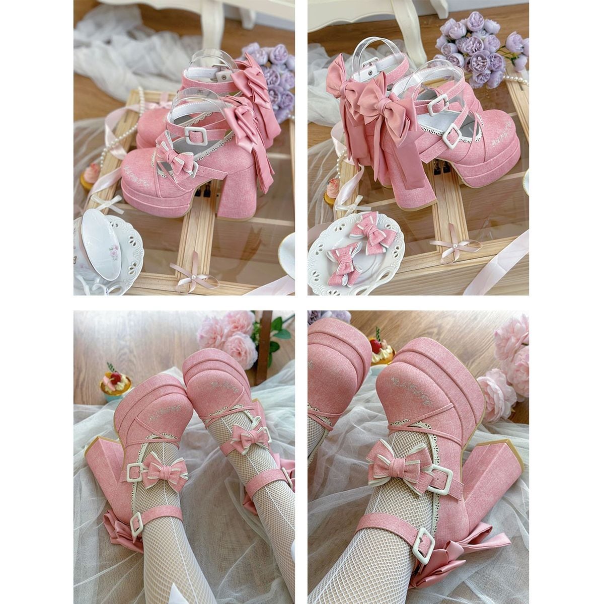 High Heel Shoes with Side Ribbons
