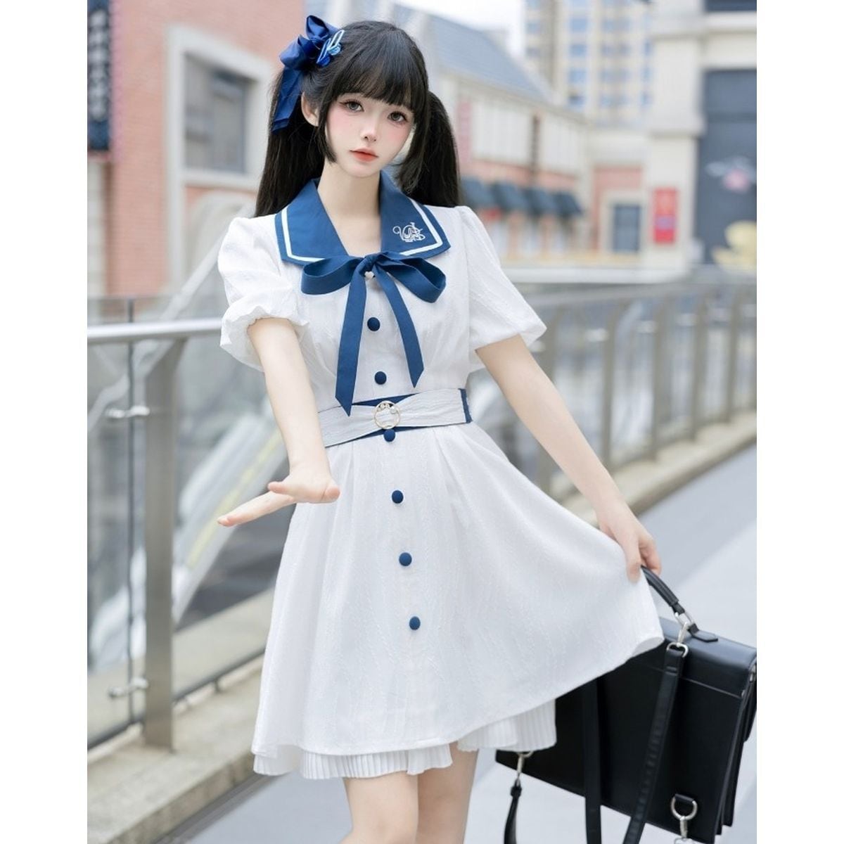 White Sailor Collar Dress