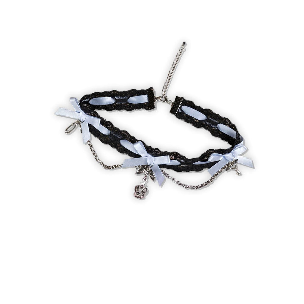 Crown Charm Ribbon Choker