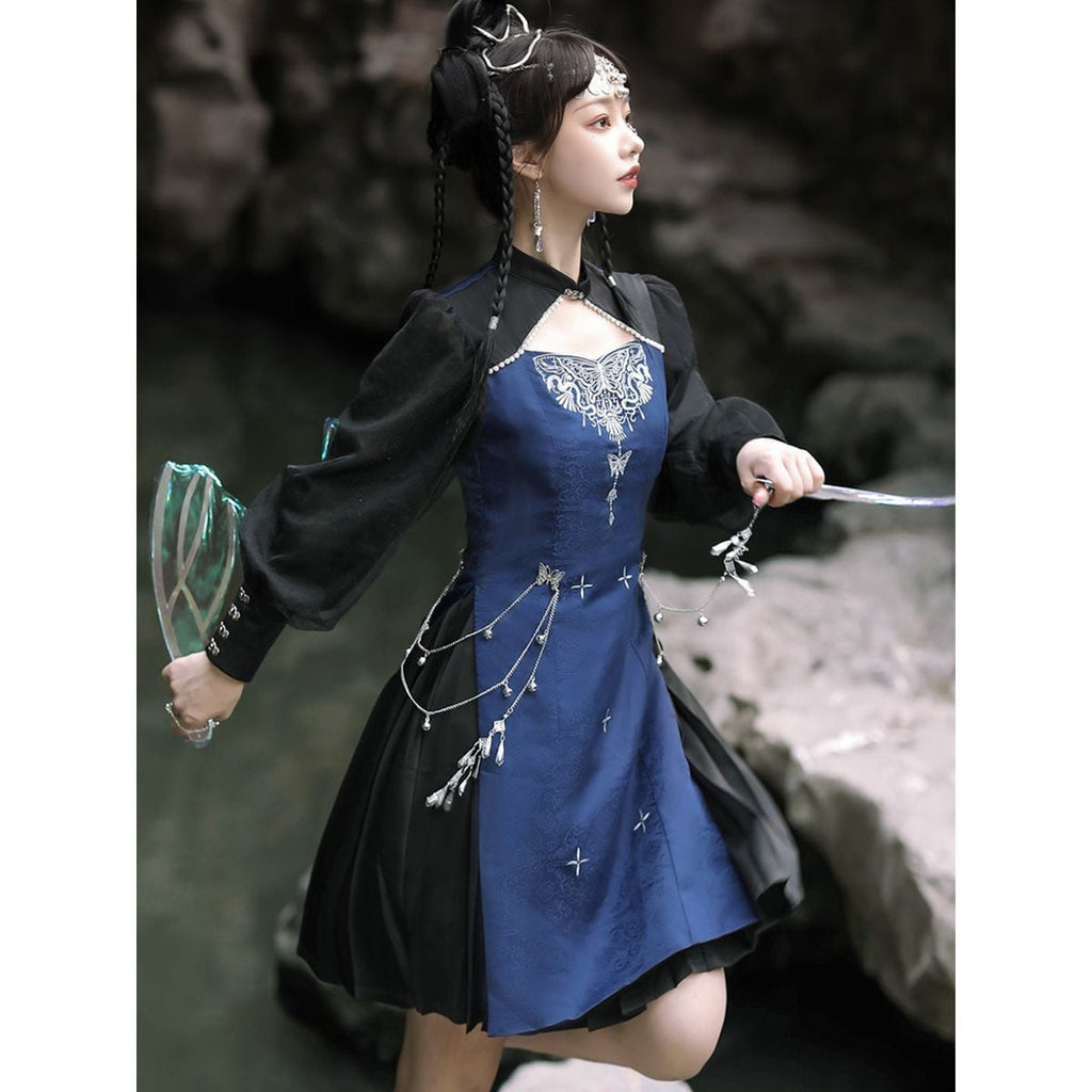 Chinese-Inspired Embroidered Jewel Dress