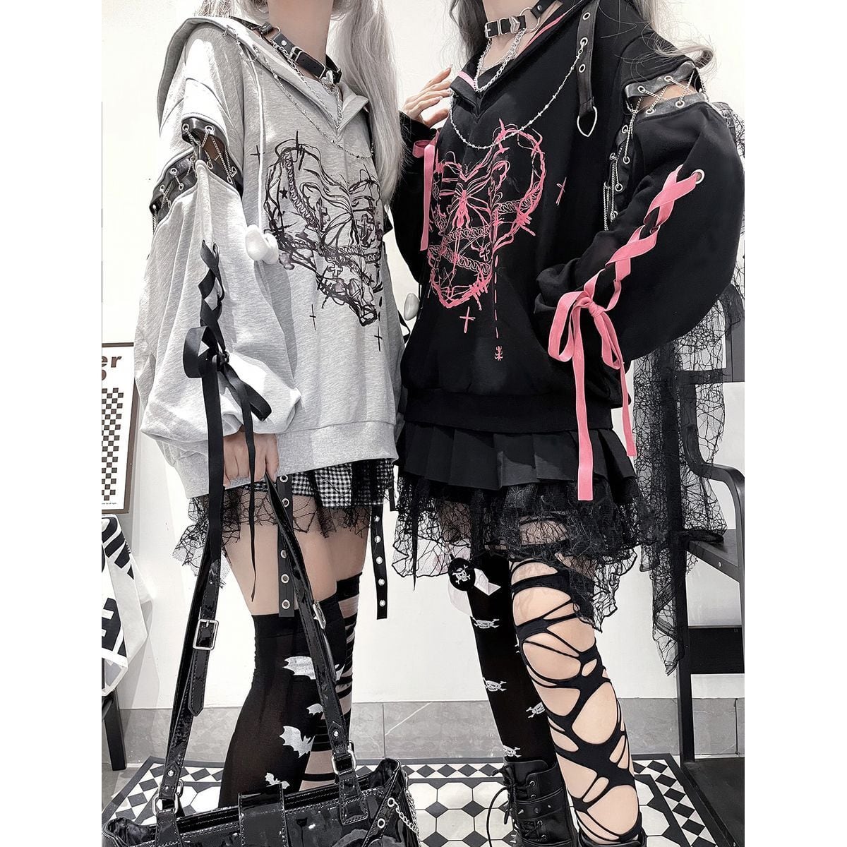 Y2K Subculture Chain Belt Top Set