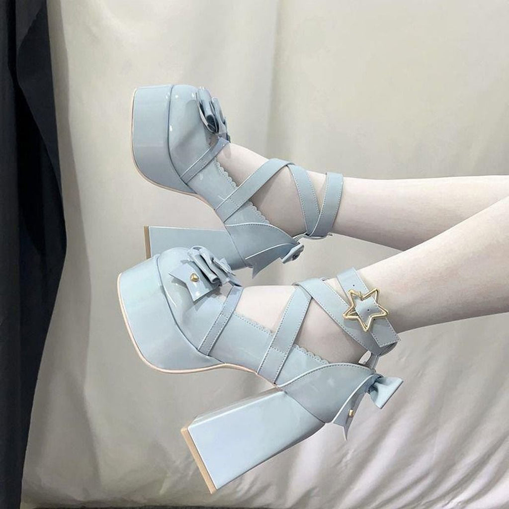 Front Bow Star-Strap Lolita Shoes